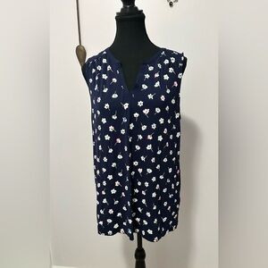 Floral Sleeveless Top - Navy
